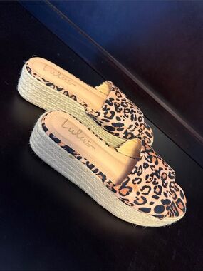 Lulu's Leopard Print Espadrille Mule - Tan & Black